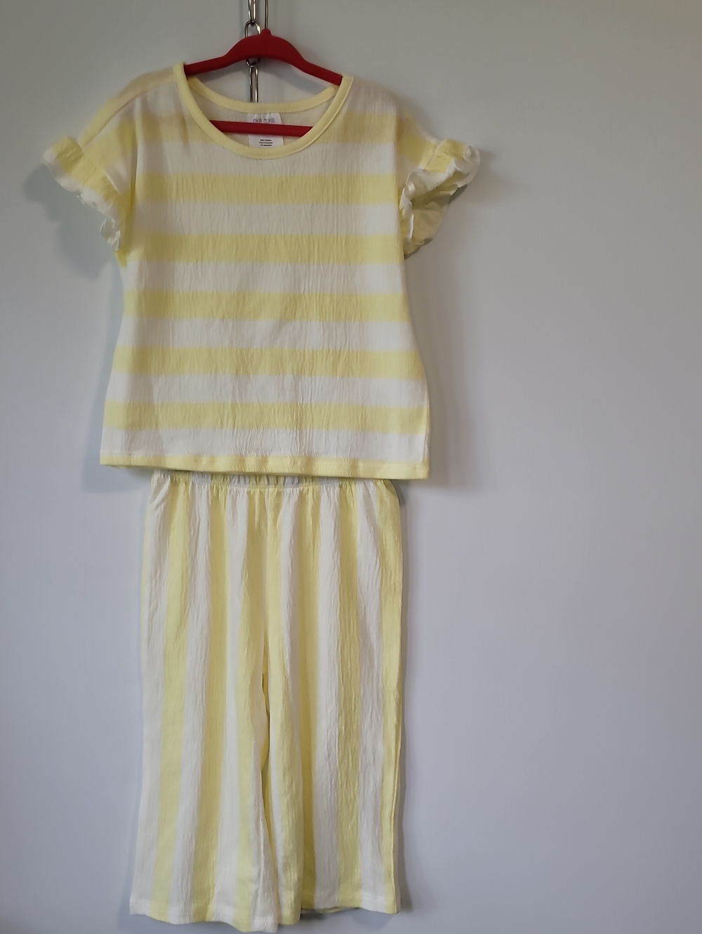okie dokie Yellow & White Striped Girls Pajama Set